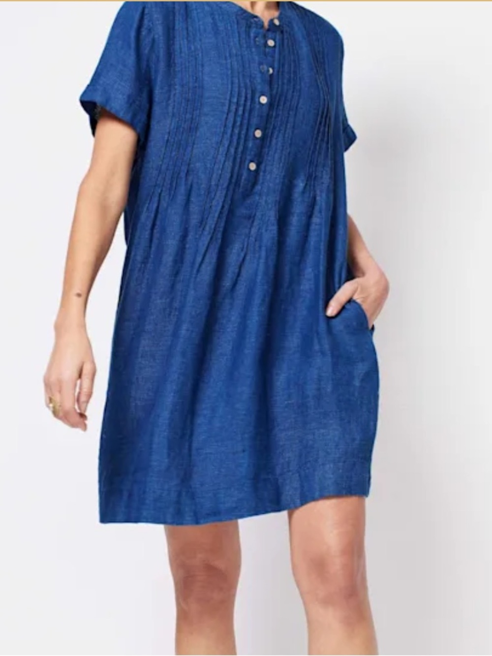 Faherty Gemima Indigo Linen Dress